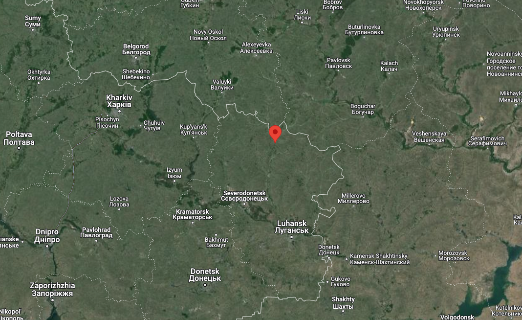 The ATACMS attack took place near the town of Kuban in Luhansk Oblast, about 50 miles from Ukrainian lines. (Google Earth image)